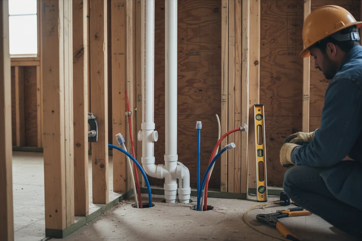 Drain and supply rough-in during Sump Pump Repair in Chavies